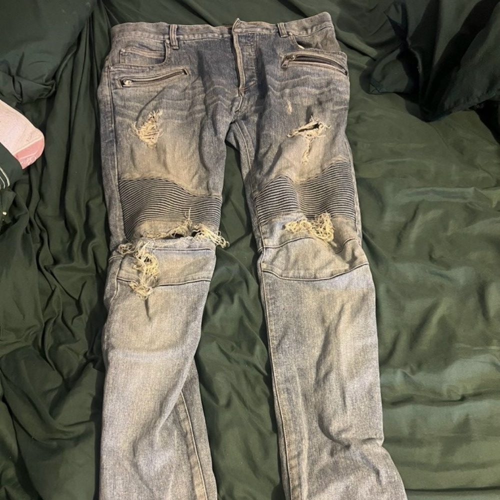 Balmain Distressed Biker Jeans